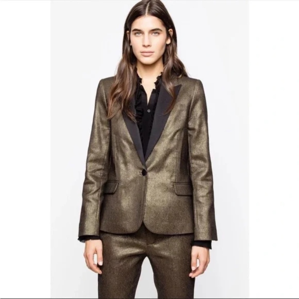 Zadig and Voltaire Victor Bronze Tuxedo Blazer 36
